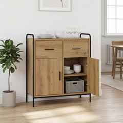 Sideboard 73 x 33 x 81 cm Engineered Wood with 2 Drawers & 2 Doors Artisan oak