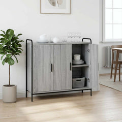 Sideboard 98.5 x 33 x 81 cm Engineered Wood Grey sonoma with 3 doors