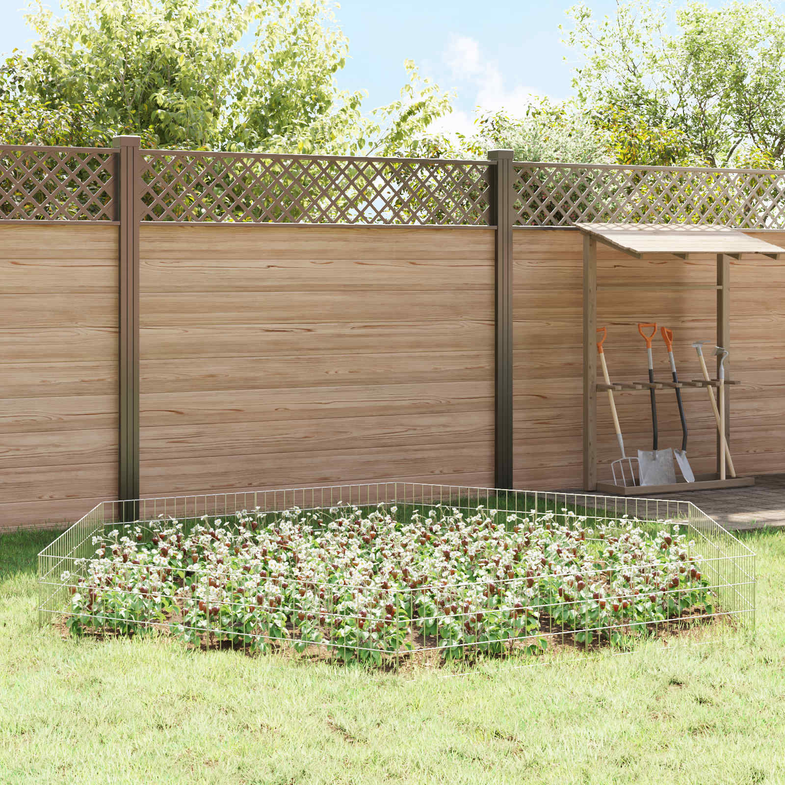 vidaXL Garden Fence with Stakes 12 pcs 75 x 30 cm Galvanised Steel 4