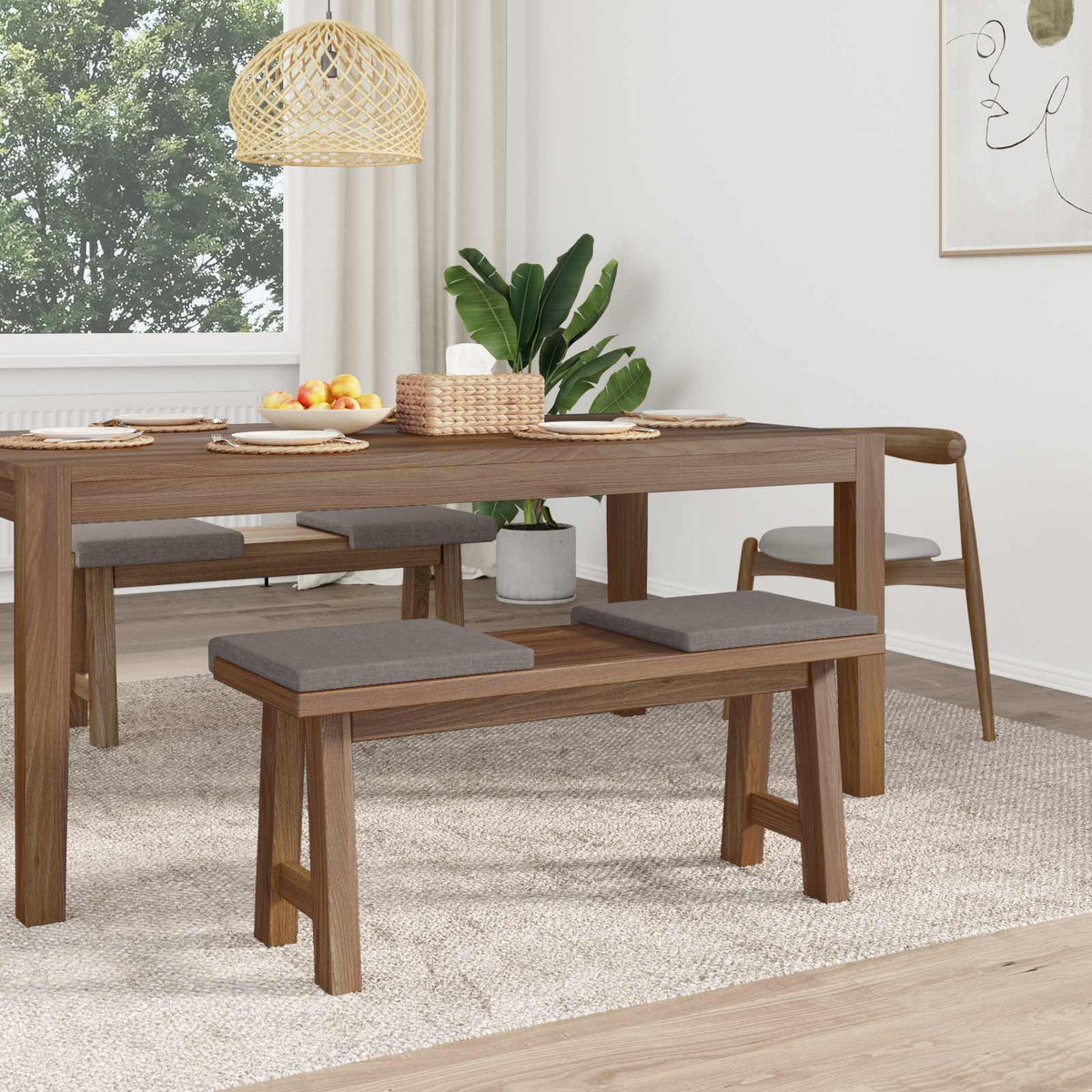 vidaXL Bench Cushion 4 pcs Fabric Taupe Depth 35 cm 3