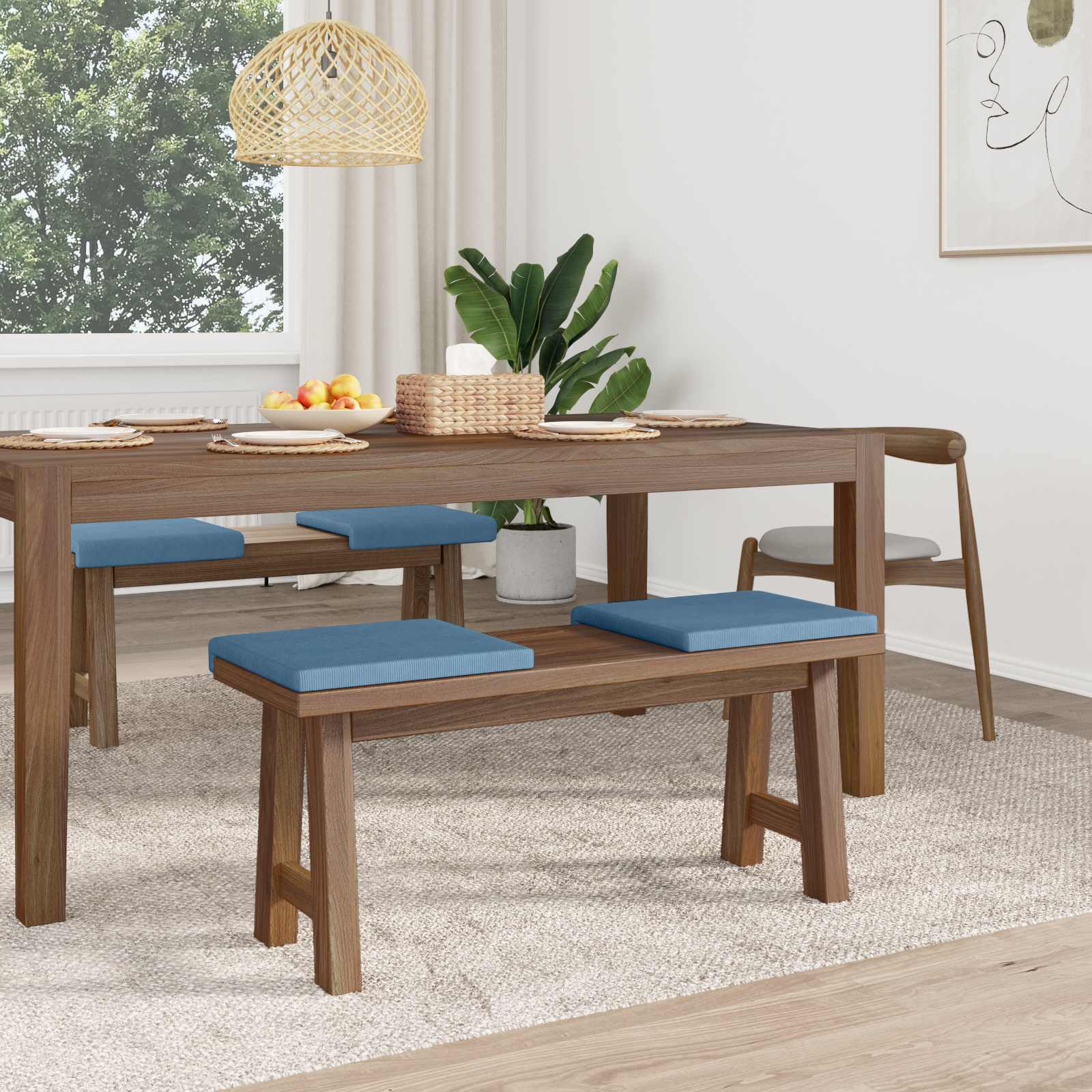 vidaXL Bench Cushion 4 pcs Corduroy Blue Depth 35 cm 3