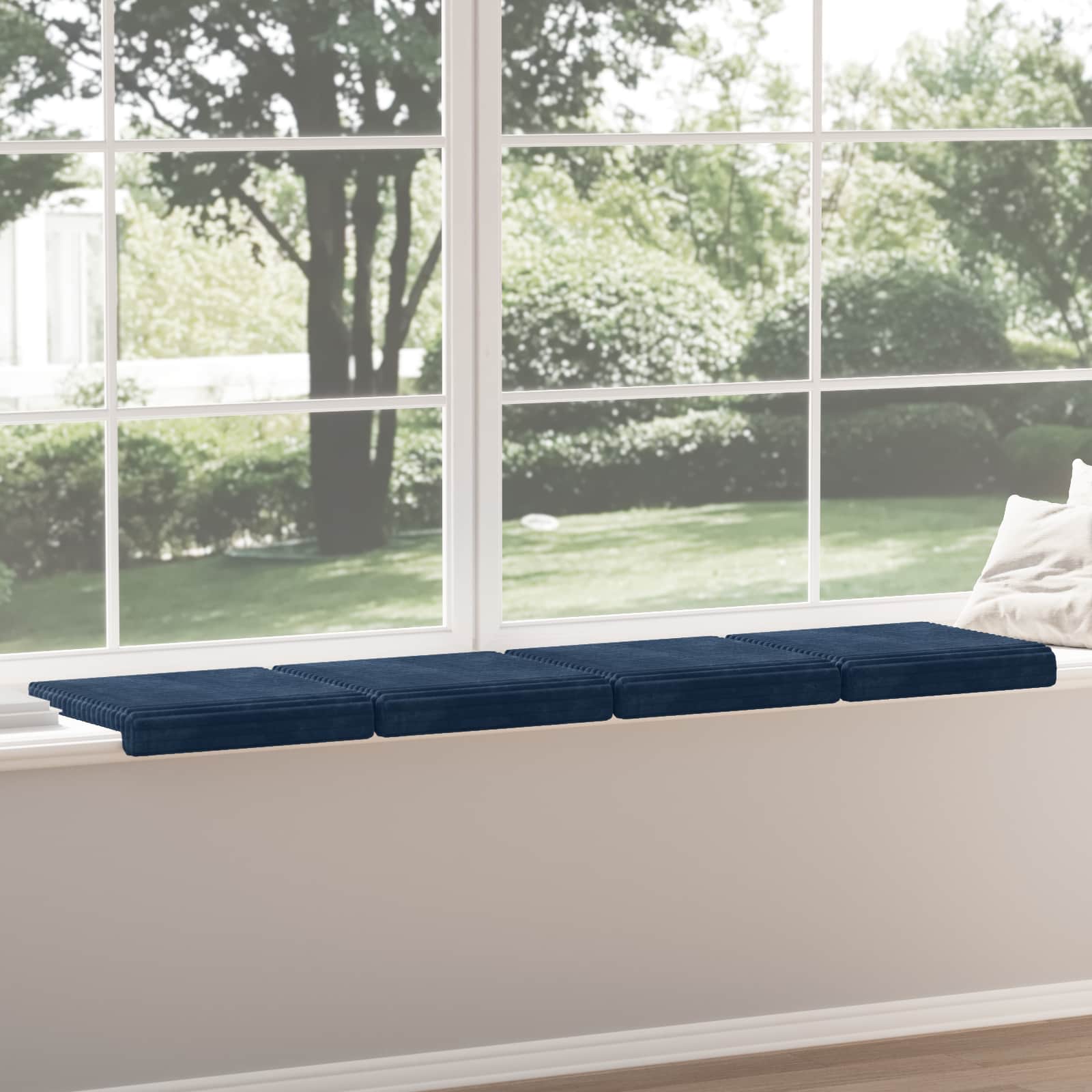 vidaXL Bench Cushion 4 pcs Plush Corduroy Navy Blue Depth 35 cm 4