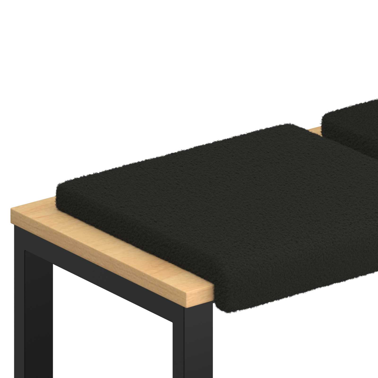 vidaXL Bench Cushion 4 pcs Sherpa Fabric Black Depth 35 cm 2