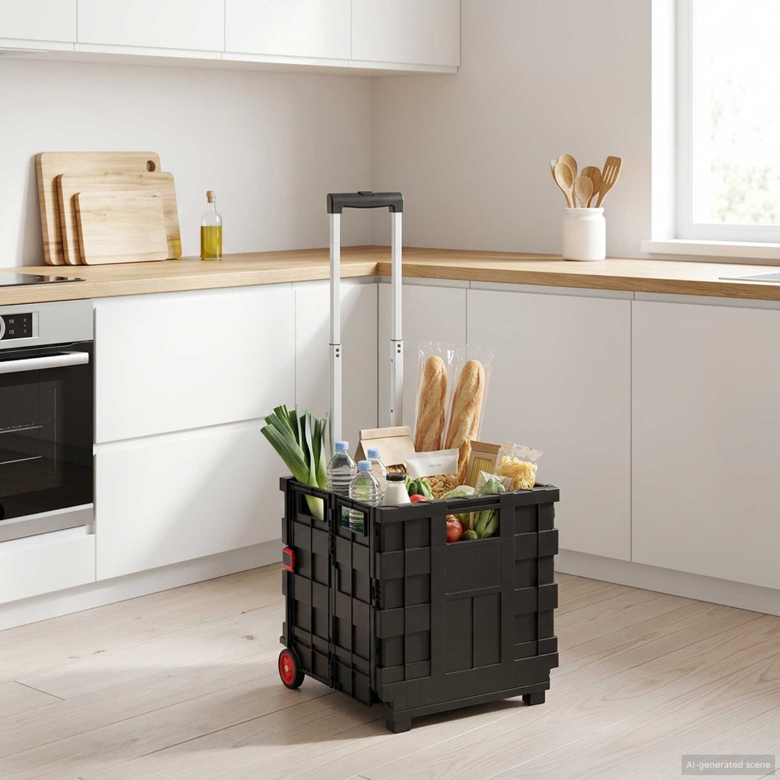 vidaXL Cart Manual Black and Red 35 x 39 x 92 cm PP and Elastomer 1
