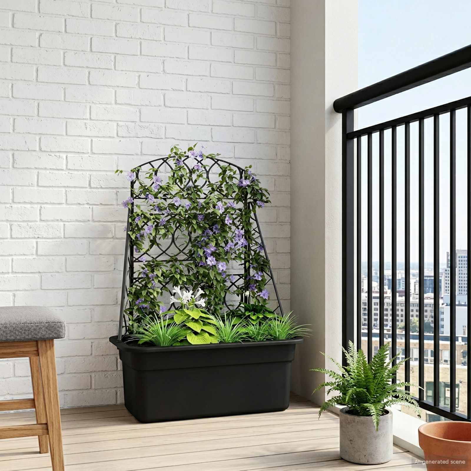 vidaXL Planter Trellis Anthracite 58 x 29 x 78 cm PP 1