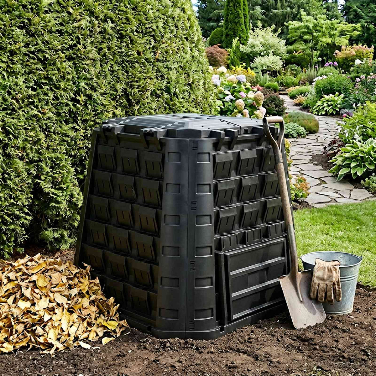 vidaXL Garden Composter Black 91 x 91 x 83 cm 100% PP 1