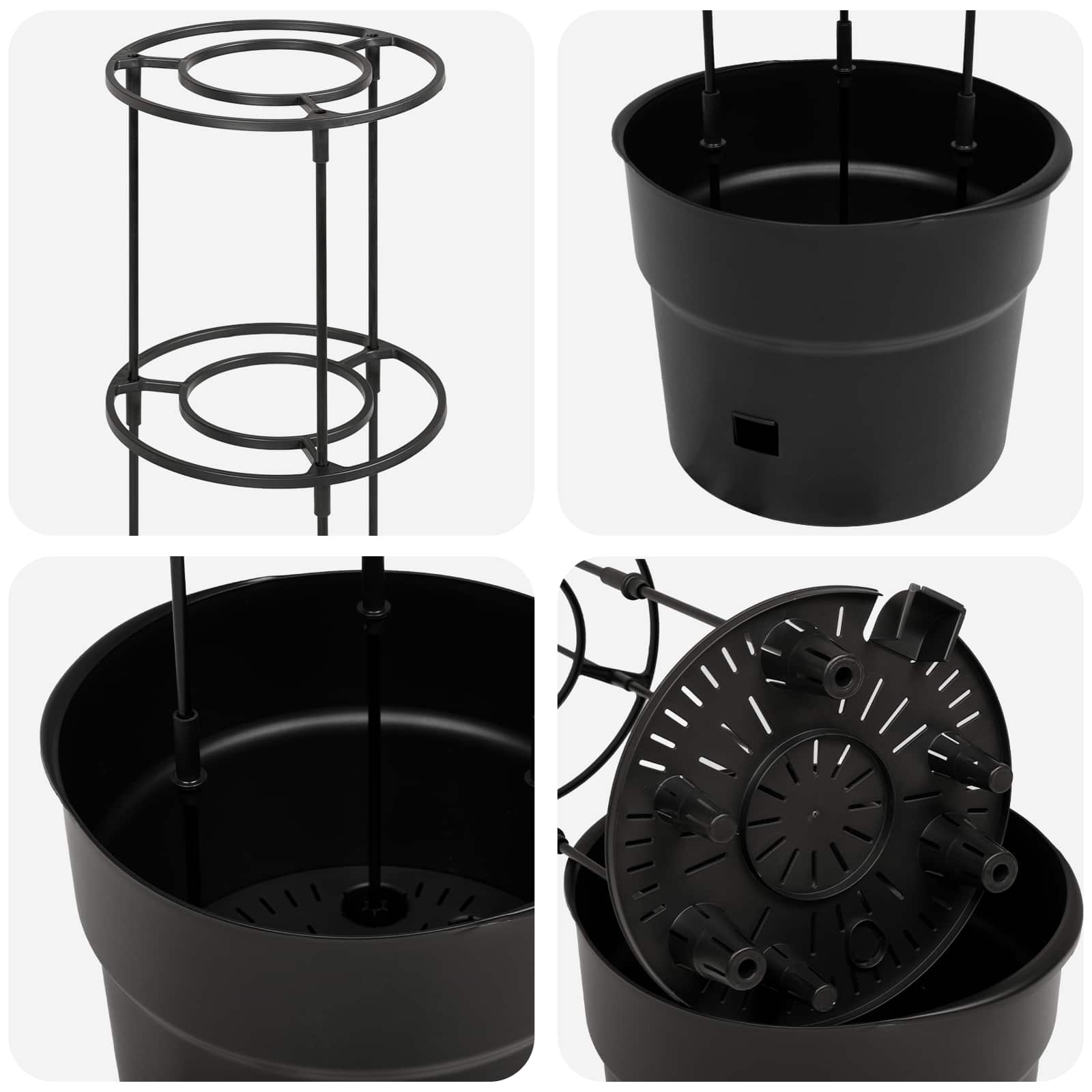 vidaXL Tomato Grower Black Ø 32 x 127 cm PP 4