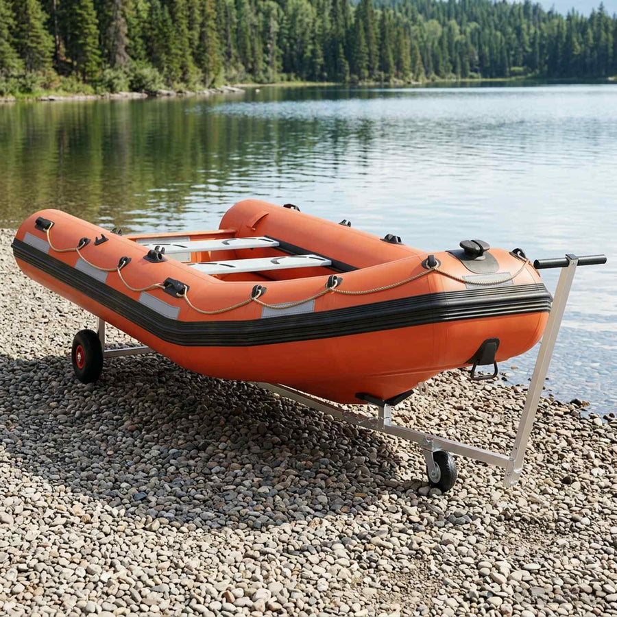 Adjustable Boat Trailer with Pneumatic Tires 200 kg Load Silver with caster wheel
