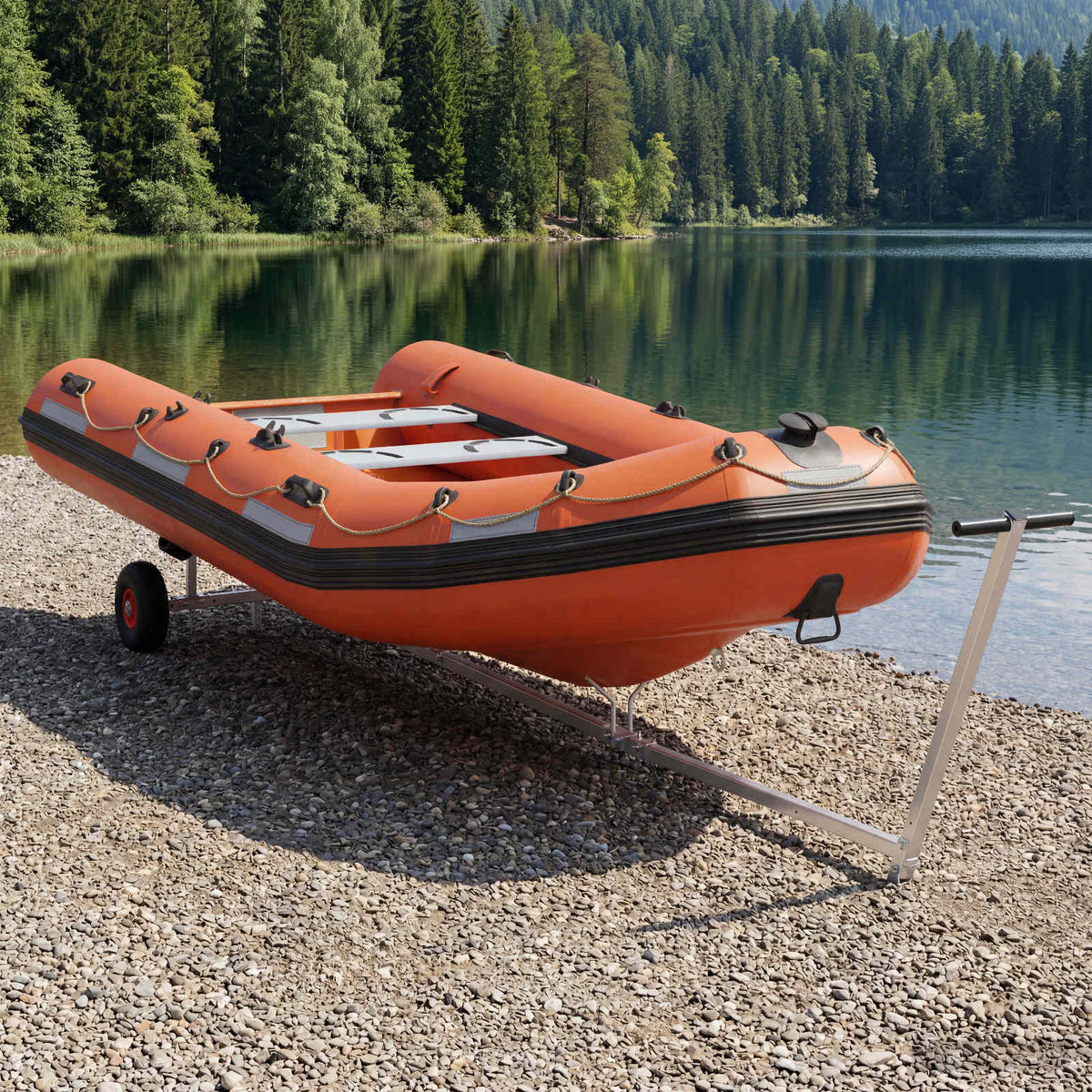 Adjustable Boat Trailer with Pneumatic Tires 200 kg Load Silver without caster wheel