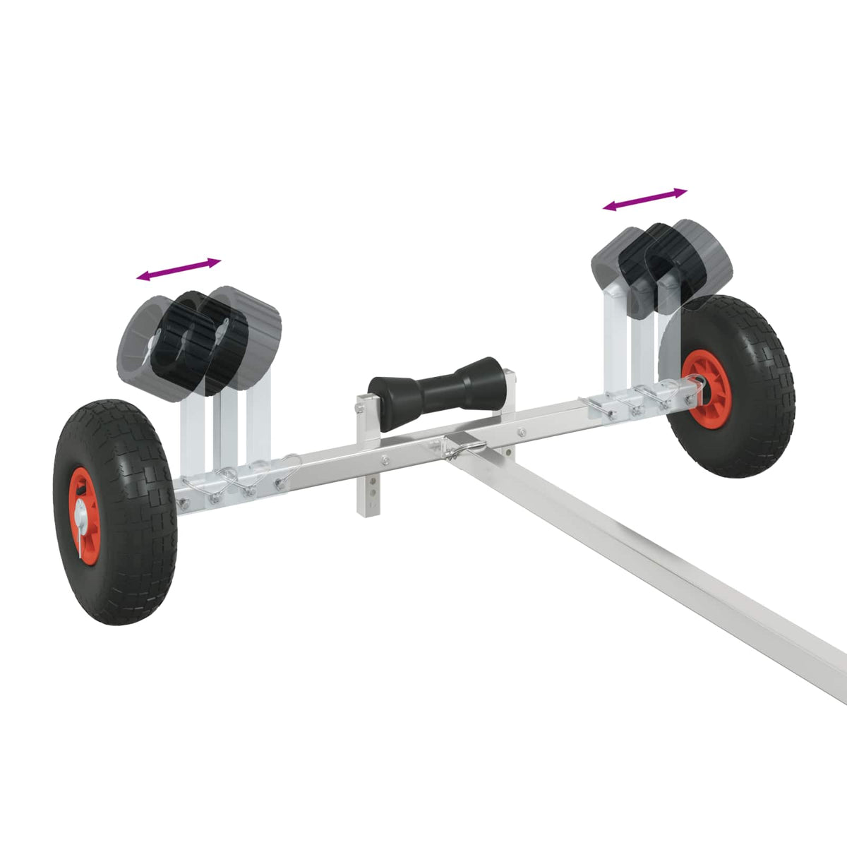Adjustable Boat Trailer with Pneumatic Tires 200 kg Load Silver without caster wheel