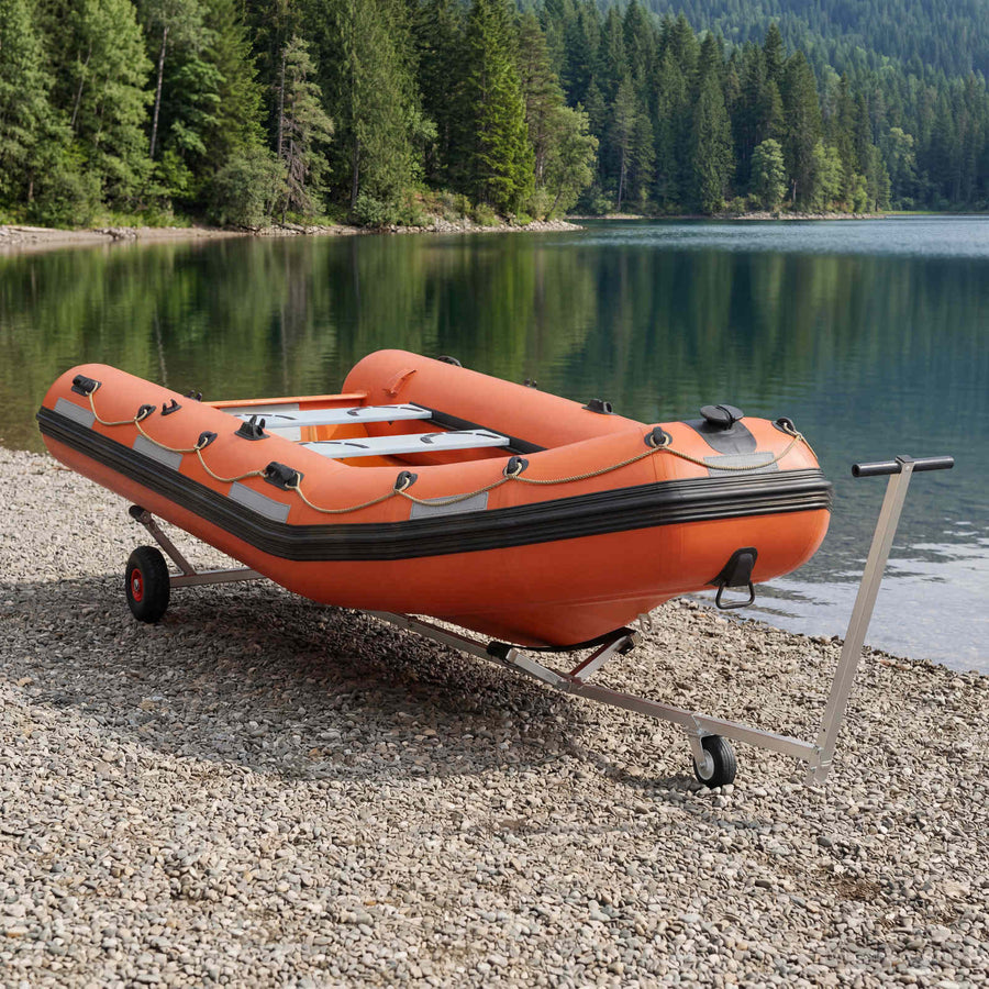 Adjustable Boat Trailer with Pneumatic Tires 200 kg Load Silver with caster wheel