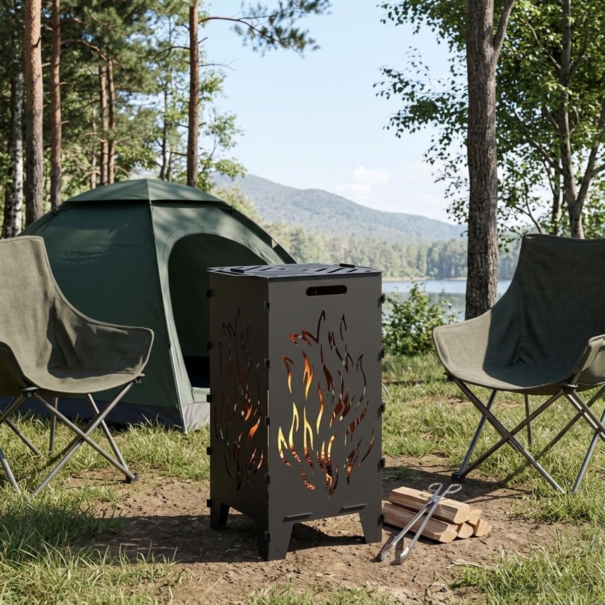 vidaXL Fire Pit Black 47 x 38 x 75 cm Steel 1