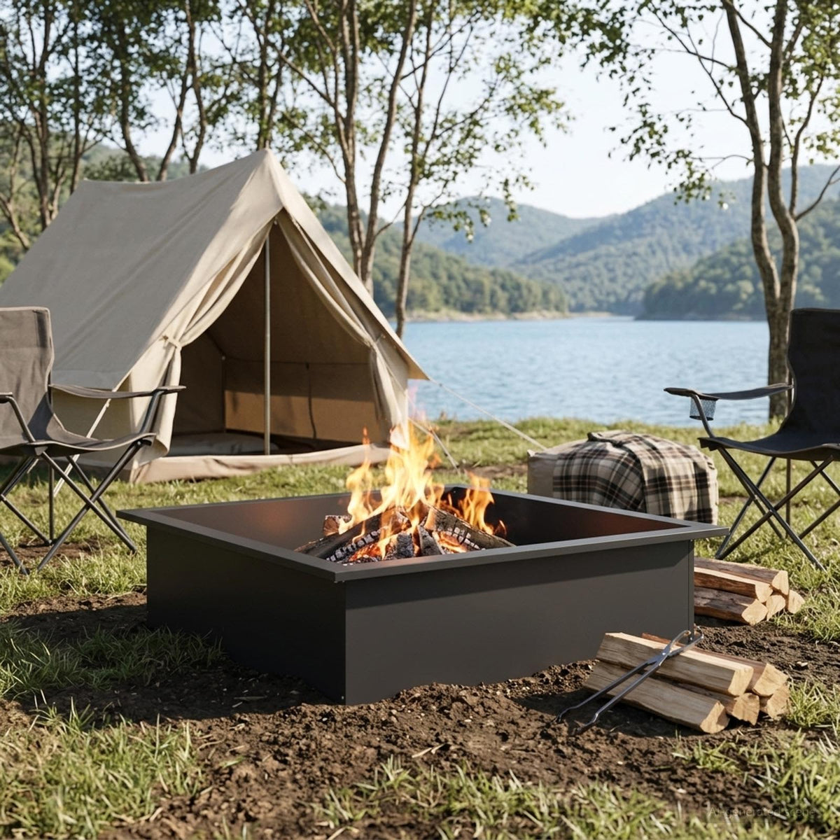 Fire Pit Ring Black 90 cm 90 cm Steel