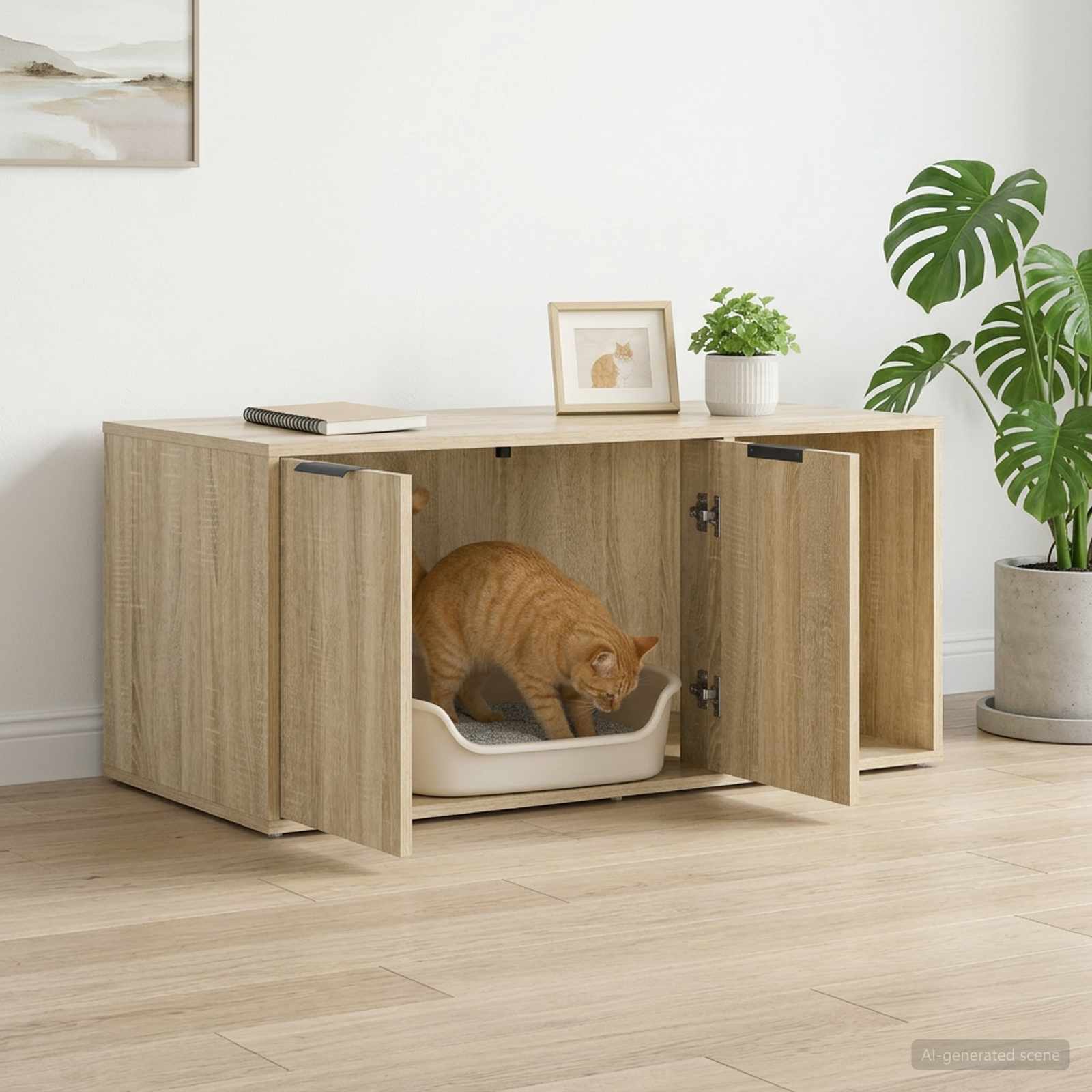 vidaXL Cat Crate Furniture Sonoma Oak 100 x 49 x 45 cm Engineered Wood 4