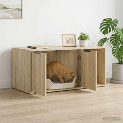 vidaXL Cat Crate Furniture Sonoma Oak 100 x 49 x 45 cm Engineered Wood 4
