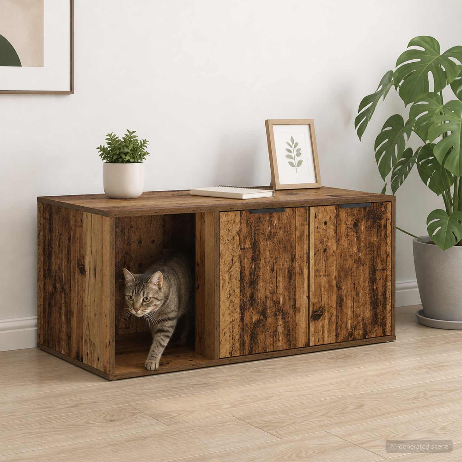 vidaXL Cat Crate Furniture Old Wood 100 x 49 x 45 cm Engineered Wood 1