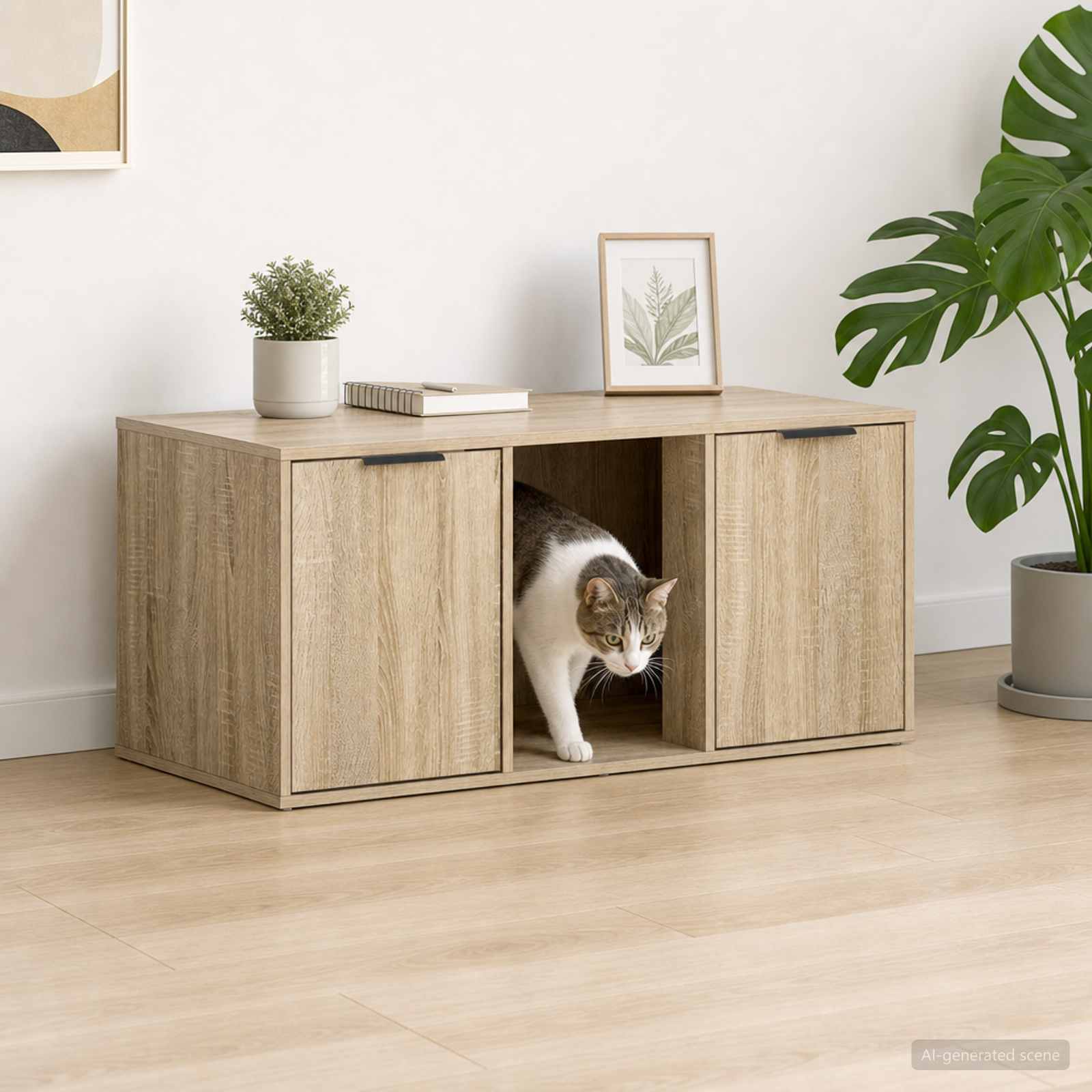 vidaXL Cat Crate Furniture Sonoma Oak 100 x 49 x 45 cm Engineered Wood 1