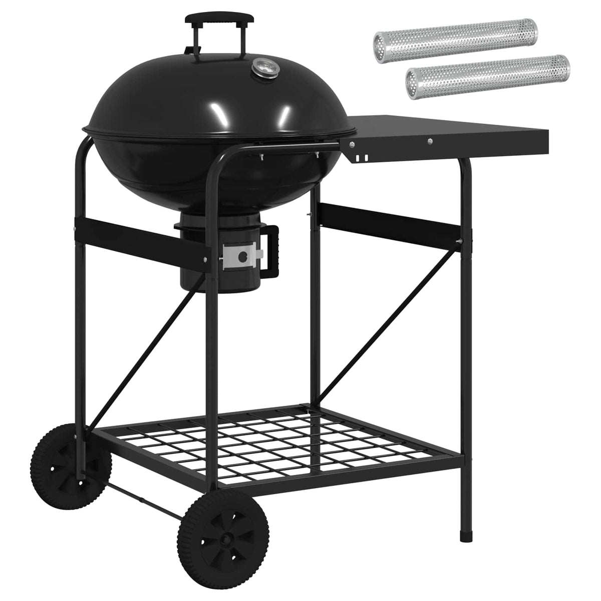 vidaXL Charcoal Grill with Smoker Tubes 91 x 71 x 107 cm Steel Black 2