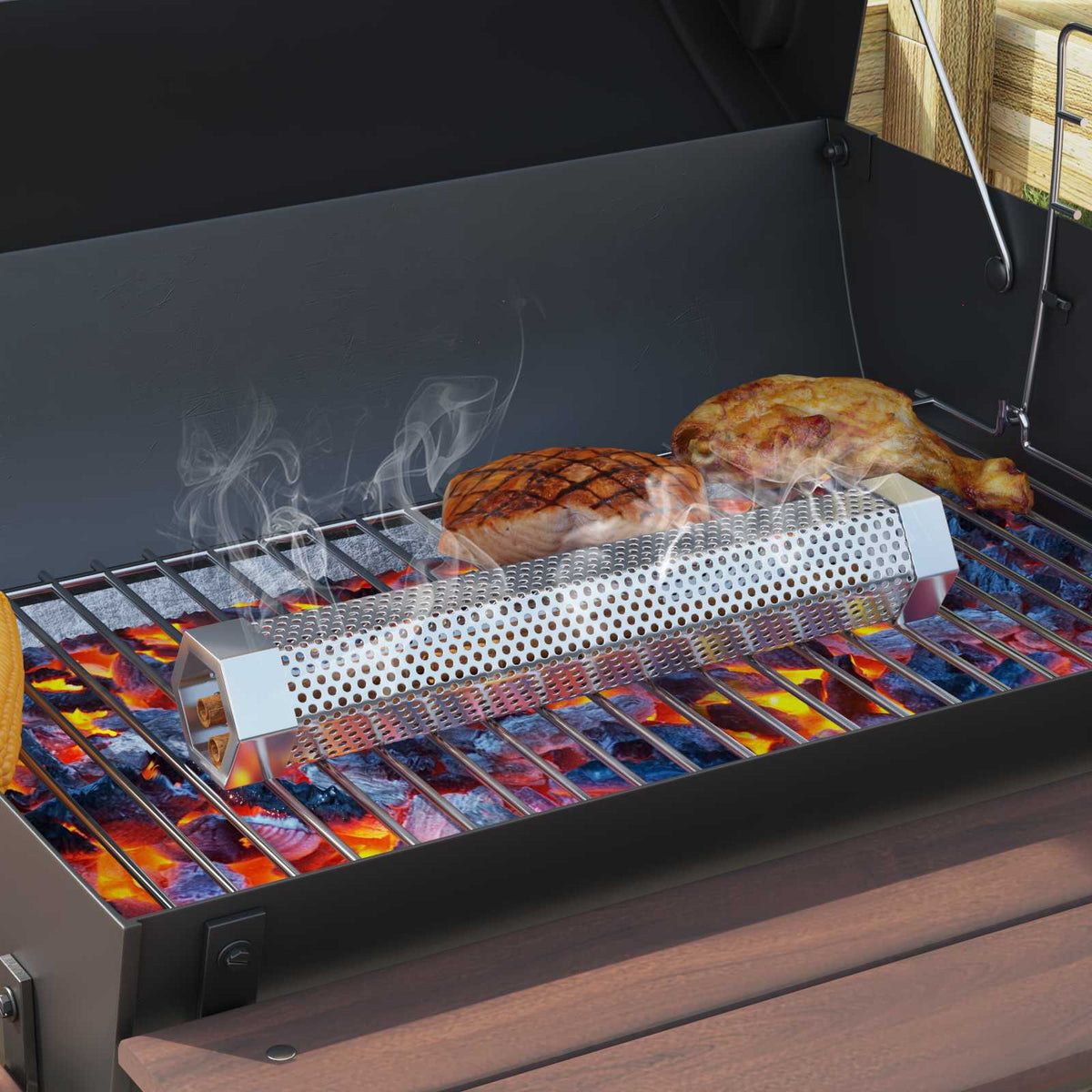 vidaXL Outdoor Grill Ø 40 x 80 cm Steel Black 1