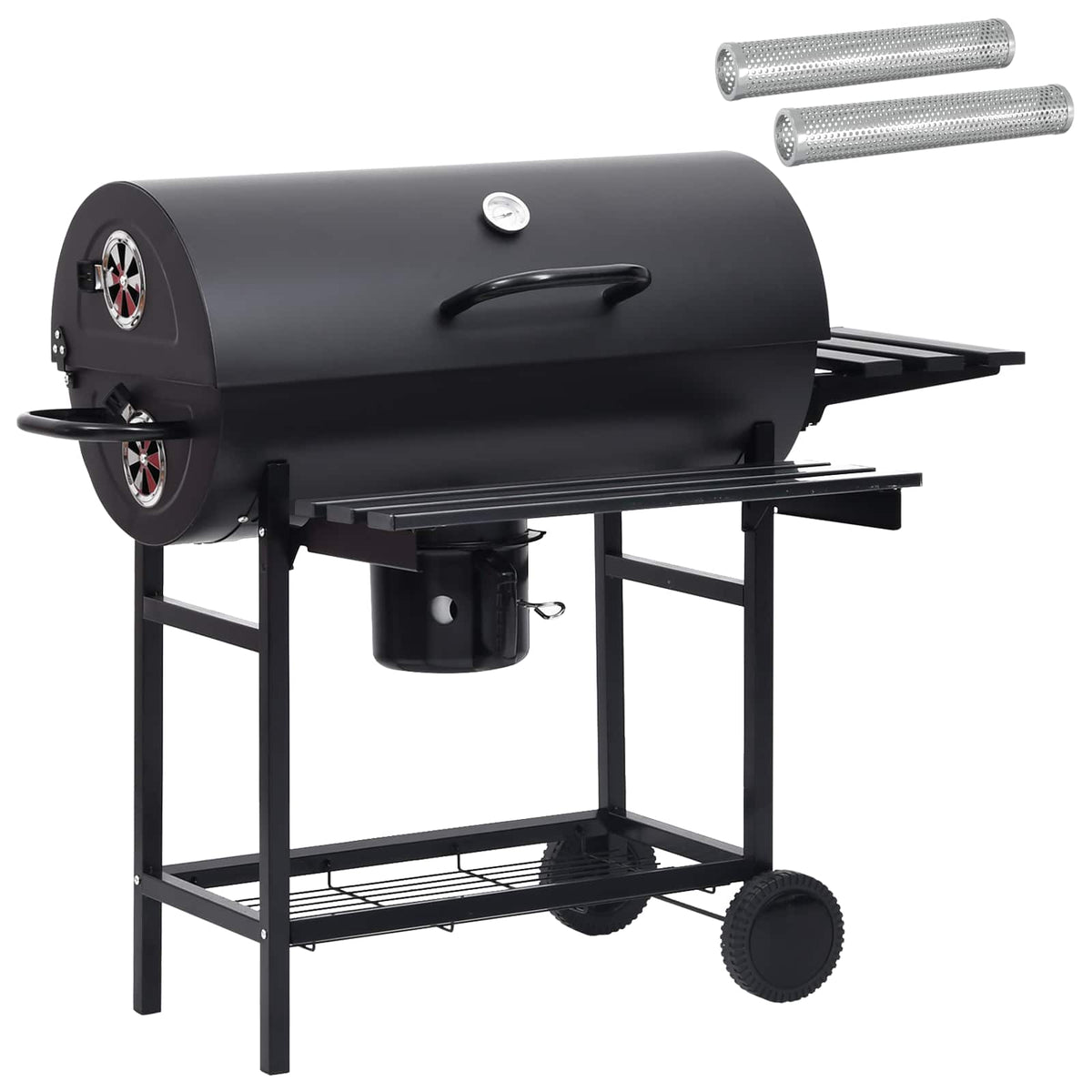 Barrel Grill with Wheels and Shelves 3 pcs 115 x 85 x 95 cm 2