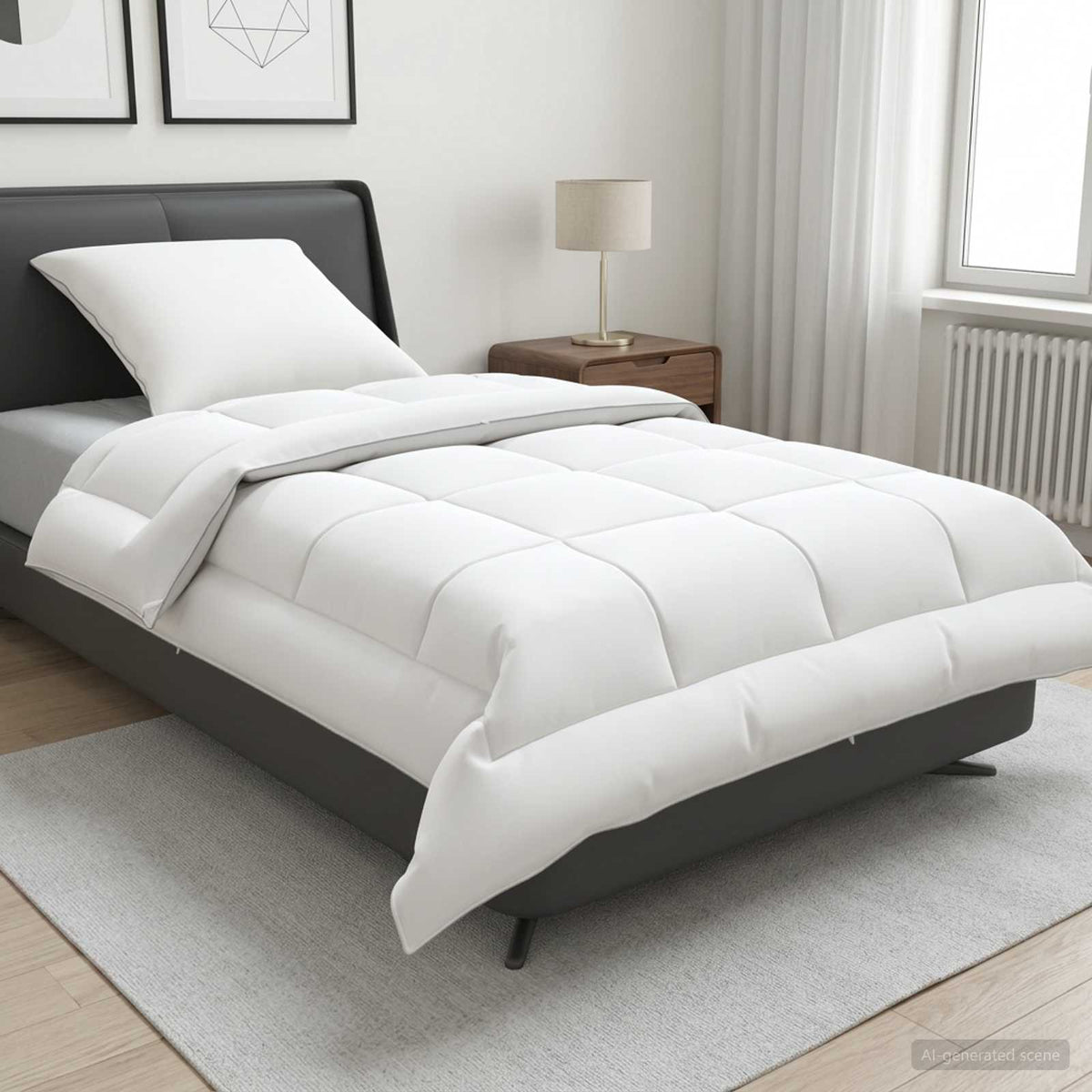 Duvet and Pillow Set 2 pcs 155x200 cm Summer 140 GSM Wool White 50 x 50 cm
