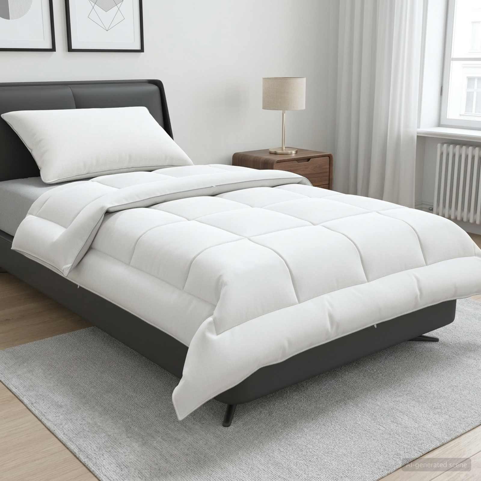 vidaXL Duvet and Pillow Set 2 pcs 135x200 cm Summer 200 GSM Wool White 1