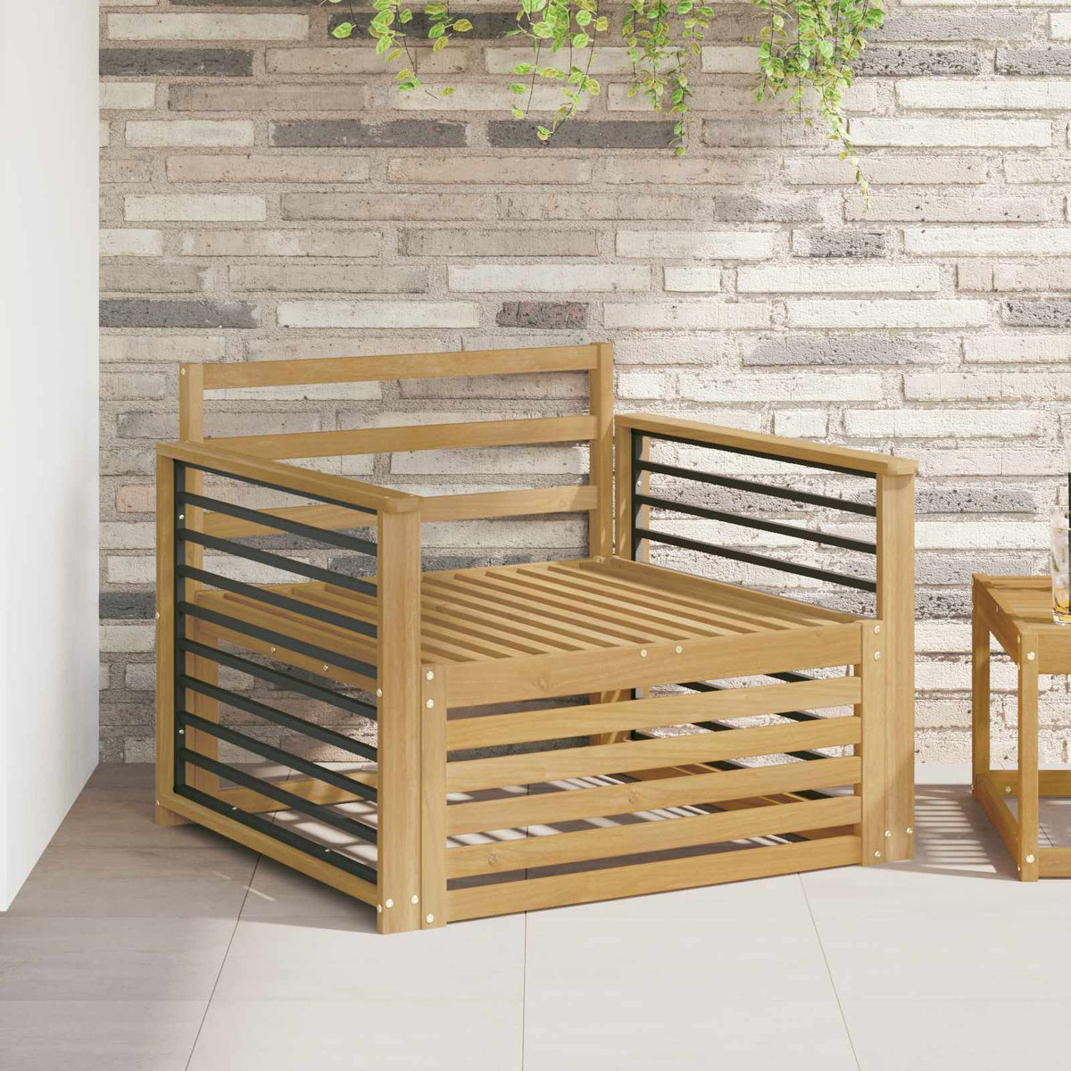 Outdoor Sofa Solid Acacia Wood White Straight