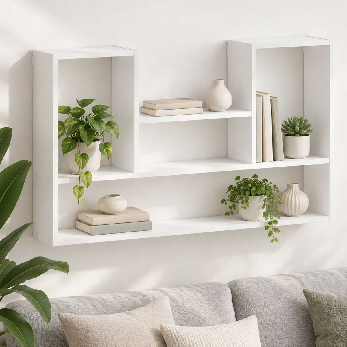 vidaXL Wall Shelf White 100 x 17 x 60 cm Engineered Wood 1