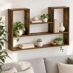 vidaXL Wall Shelf Smoked Oak 100 x 17 x 60 cm Engineered Wood 1