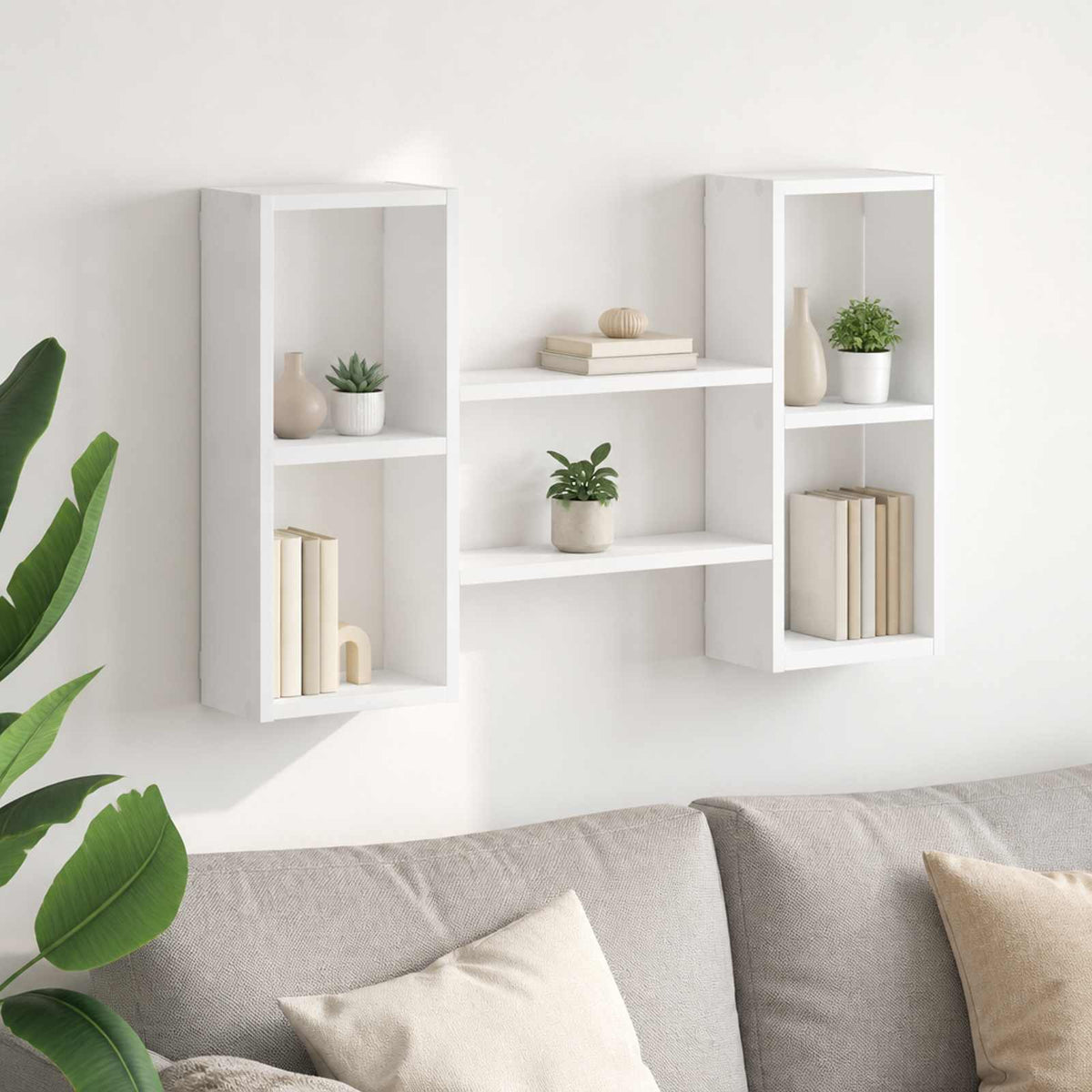 vidaXL Wall Shelf White 102 x 17 x 59 cm Engineered Wood 1