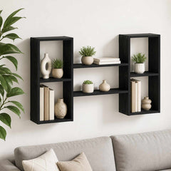 vidaXL Wall Shelf Black Oak 102 x 17 x 59 cm Engineered Wood 1