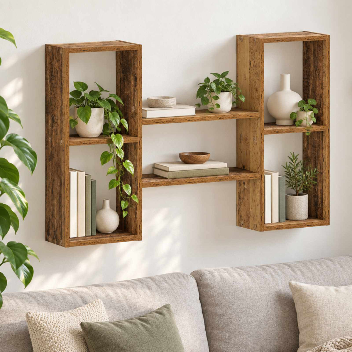 vidaXL Wall Shelf Old Wood 102 x 17 x 59 cm Engineered Wood 1