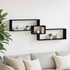vidaXL Wall Shelf Black Oak 158 x 17 x 53 cm Engineered Wood 1
