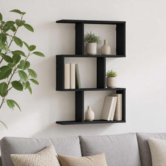 vidaXL Wall Shelf Black Oak 72 x 17 x 105 cm Engineered Wood 1