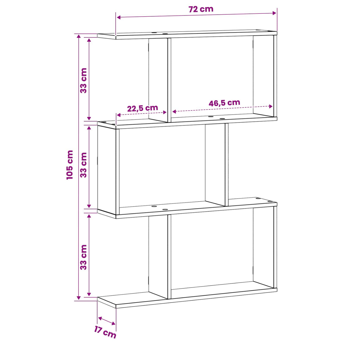 vidaXL Wall Shelf Sonoma Oak 72 x 17 x 105 cm Engineered Wood 6