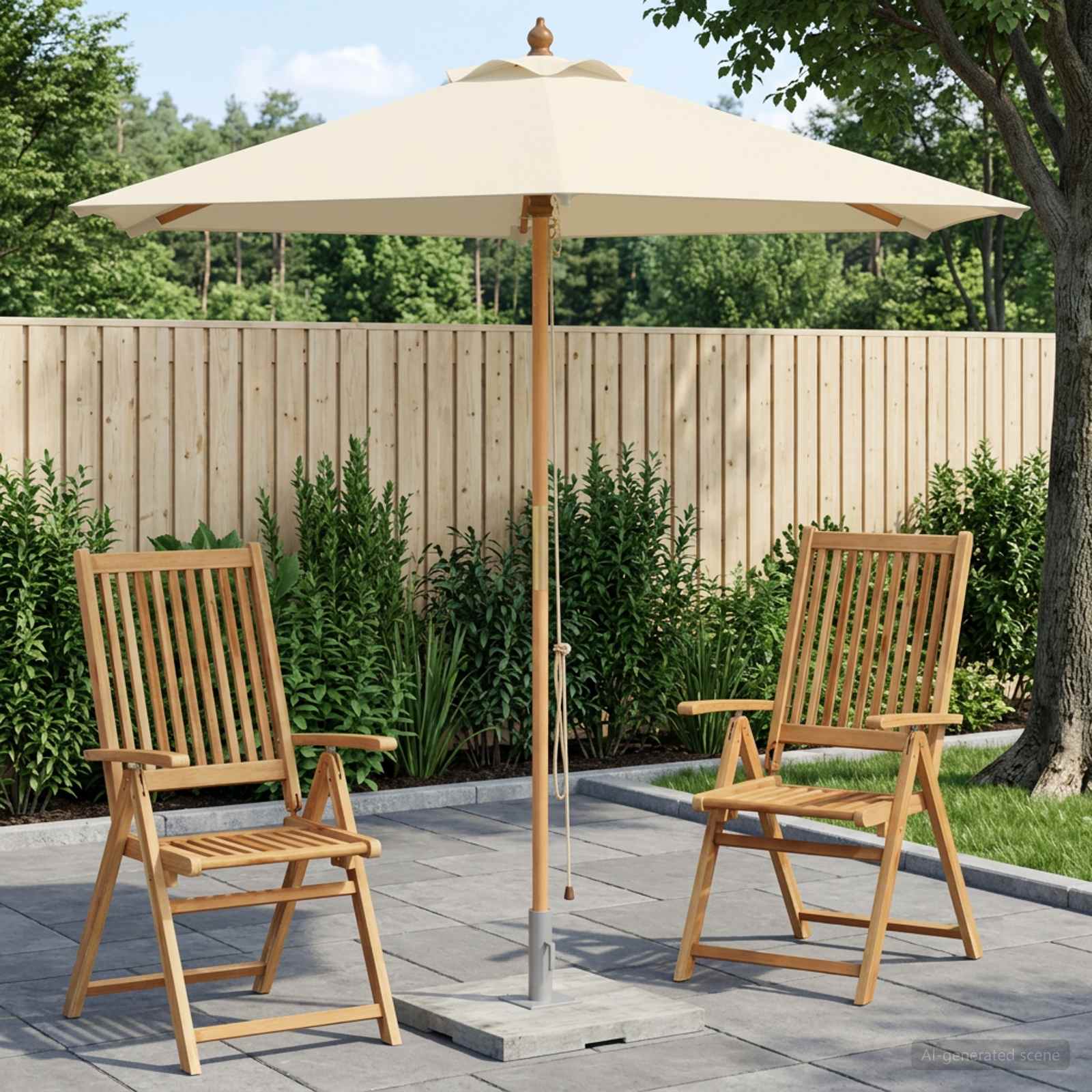 vidaXL Garden Parasol Ø 270 x 248 cm Solid Eucalyptus Wood Cream White 1