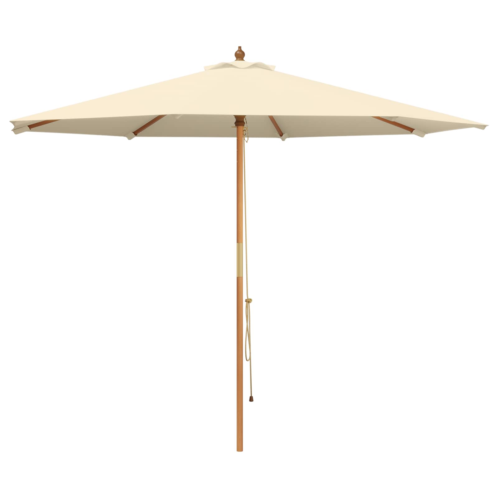 vidaXL Garden Parasol Ø 300 x 248 cm Solid Eucalyptus Wood Cream White 2