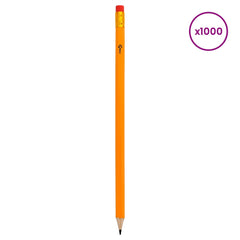 vidaXL HB Pencils 1000 pcs Ø 0.7 x 18.5 cm Yellow Solid Poplar Wood 2