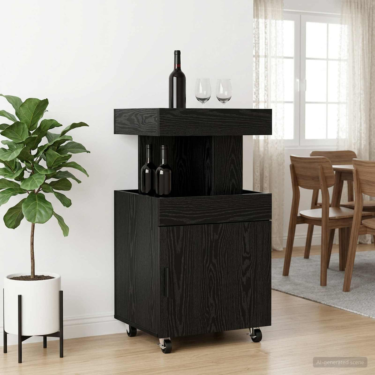 Bar Cart 50x41x89 cm Engineered Wood Black oak
