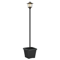 vidaXL Solar Lamp Post with Planter Black 32 x 32 x 158 cm 2