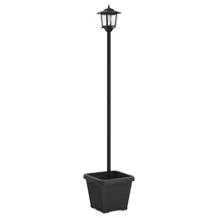 vidaXL Solar Lamp Post with Planter Black 32 x 32 x 158 cm 5