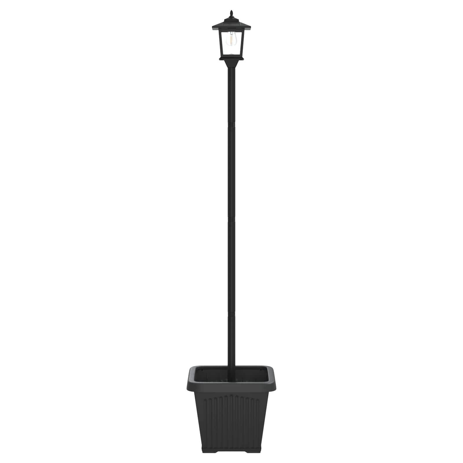 vidaXL Solar Lamp Post with Planter Black 32 x 32 x 158 cm 6