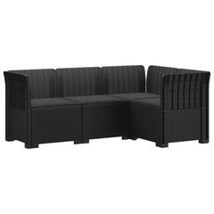 4-Seater Garden Sofa with Cushions Rattan Look PP Brown with Seat Cushion Anthracite