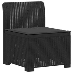 4-Seater Garden Sofa with Cushions Rattan Look PP Brown with Seat Cushion Anthracite