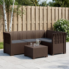4-Seater Garden Sofa with Cushions Rattan Look PP Brown with Seat Cushion Brown and light grey