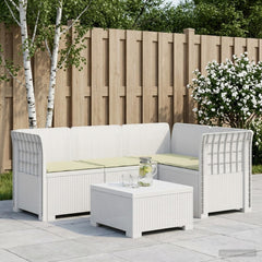 4-Seater Garden Sofa with Cushions Rattan Look PP Brown with Seat Cushion White and cream