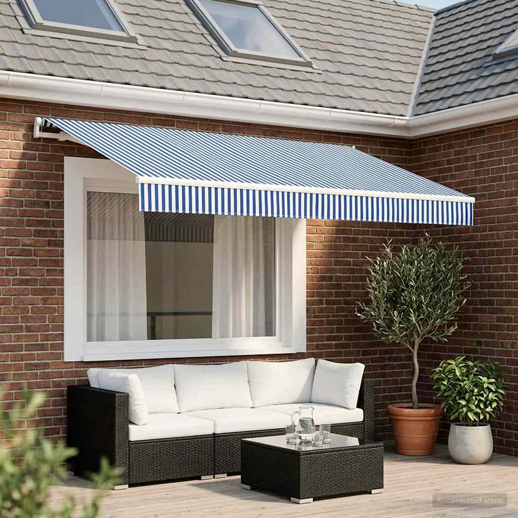 vidaXL Awning Replacement Fabric Blue and White 350 x 250 cm Polyester 1