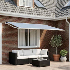 vidaXL Awning Replacement Fabric Blue and White 400 x 350 cm Polyester 1