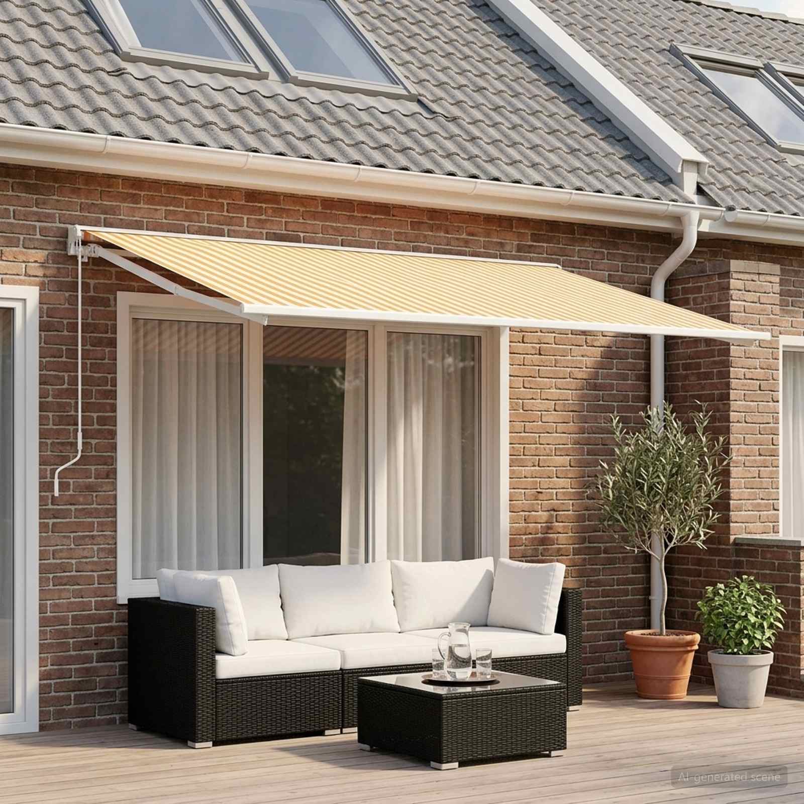 vidaXL Awning Replacement Fabric Yellow and White 300 x 200 cm 1