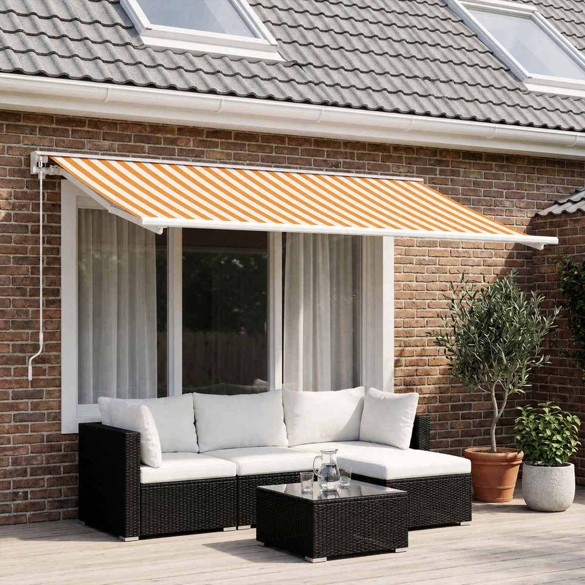 Awning Replacement Fabric Drop Width Yellow white